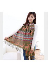 Jacquard knit Bohemian Christmas Snowflake Fawn Colored Geometric Thick Scarves Scarf