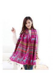 Jacquard knit Bohemian Christmas Snowflake Fawn Colored Geometric Thick Scarves Scarf