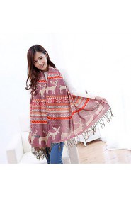 Jacquard knit Bohemian Christmas Snowflake Fawn Colored Geometric Thick Scarves Scarf