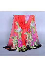 Women's Chiffon Colorful Print Scarf