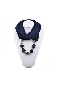 Women Infinity Ring Fashion Scarf with Brush Painting Beads Long Wraps