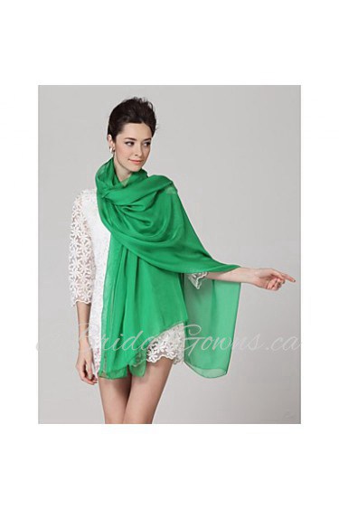 Women High-grade Pure Color Silk Chiffon Shawl Beach Towel