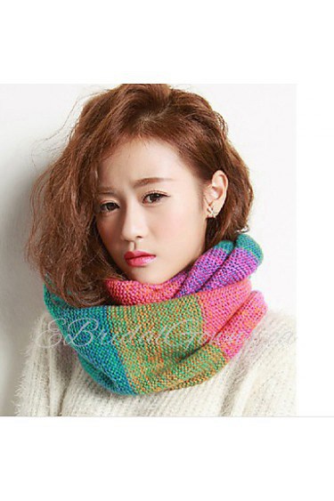 Stitching Color Wool Knitted Scarf Hedging Warm Winter Thick Rainbow Colored Scarves