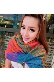 Stitching Color Wool Knitted Scarf Hedging Warm Winter Thick Rainbow Colored Scarves