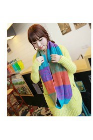 Stitching Color Wool Knitted Scarf Hedging Warm Winter Thick Rainbow Colored Scarves