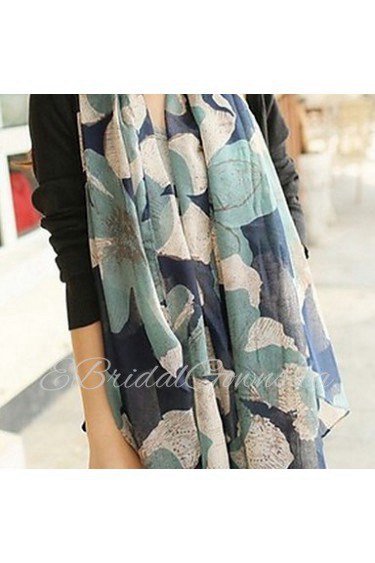 Women Cute Contrast Color Big Flower Scarf Shawl