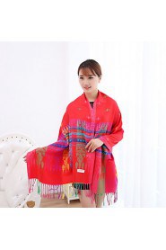 Ms National Wind Long Fringed Shawls Spend Jacquard Warm Colored Scarves