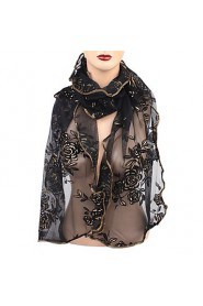 Women's Chiffon Flower Long Soft Silk Rayon Wrap Shawl Scarf