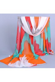 Women's Chiffon Colorful Print Scarf