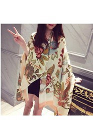 Spring New Female Sun Oversized Scarves Flowers Cotton Long Shawl