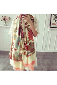 Spring New Female Sun Oversized Scarves Flowers Cotton Long Shawl