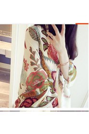 Spring New Female Sun Oversized Scarves Flowers Cotton Long Shawl