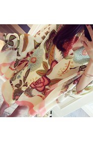 Spring New Female Sun Oversized Scarves Flowers Cotton Long Shawl