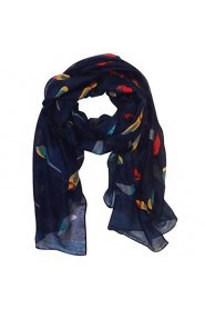 Women's Cute Vintage Lightweight Soft Colorful Robin Birds Print Fashion Scarf