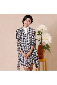 Houndstooth Chiffon Stitching Color Long Scarf Shawl