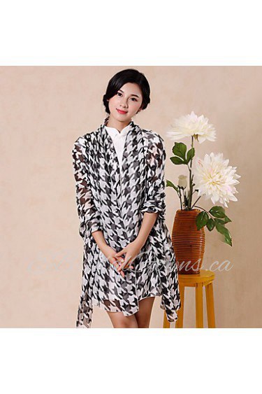 Houndstooth Chiffon Stitching Color Long Scarf Shawl