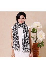 Houndstooth Chiffon Stitching Color Long Scarf Shawl