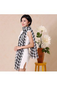 Houndstooth Chiffon Stitching Color Long Scarf Shawl