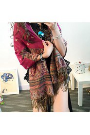 Ms. Bohemian Ethnic Style Bee Printing Embroidered Fringed Shawls Scarves