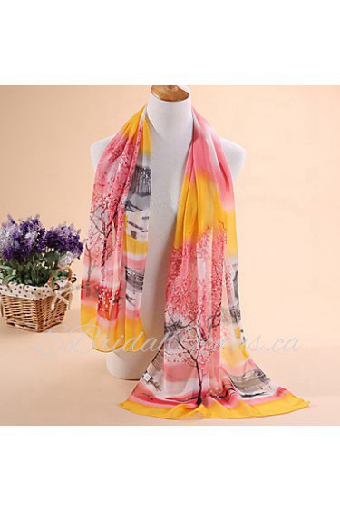 Ms new Chinese ink printed silk chiffon scarf