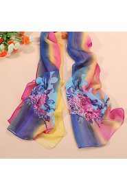 New rainbow flower chiffon scarf