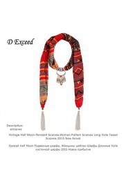 Dark Red Black Printed Scarves for Women Voile Jewellery Wrap with Ethnic Style Charms Tassel Free Shipping