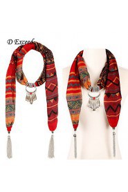 Dark Red Black Printed Scarves for Women Voile Jewellery Wrap with Ethnic Style Charms Tassel Free Shipping