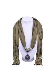 Women Match Solid Color Cotton Scarves Retro Charms Tassel Pendant Scarves