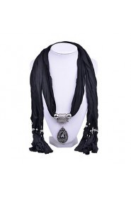 Women Match Solid Color Cotton Scarves Retro Charms Tassel Pendant Scarves