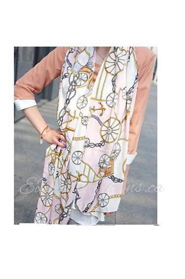 Ms Bohemian Ocean Wind Chain Carriage Print Plain Chiffon Scarves