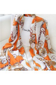 Ms Bohemian Ocean Wind Chain Carriage Print Plain Chiffon Scarves