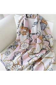 Ms Bohemian Ocean Wind Chain Carriage Print Plain Chiffon Scarves