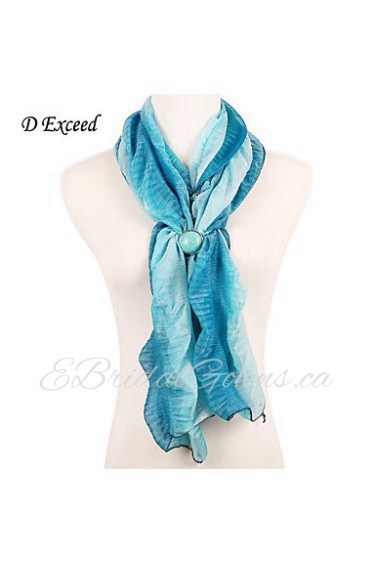 Fashion Polyester Scarf Women Gril Blue Print Voile Scarf Turquoise Bead Winter Brand Scarves Soft Shawl