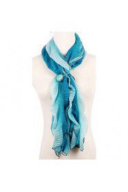 Fashion Polyester Scarf Women Gril Blue Print Voile Scarf Turquoise Bead Winter Brand Scarves Soft Shawl