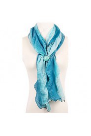 Fashion Polyester Scarf Women Gril Blue Print Voile Scarf Turquoise Bead Winter Brand Scarves Soft Shawl