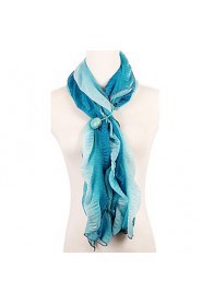 Fashion Polyester Scarf Women Gril Blue Print Voile Scarf Turquoise Bead Winter Brand Scarves Soft Shawl