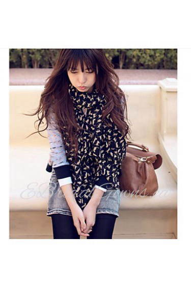 Korean Version Of The Fall And Winter Long Chiffon Scarves Cat Printed Scarf Shaw