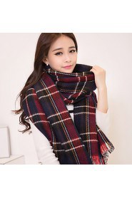 Autumn And Winter Thick Double-sided Burr Houndstooth Plaid Shawl Scarf