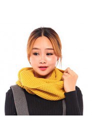 Unisex Two Around Neck Winter Jacket Wool knitted scarf Pure Color Large Scarf