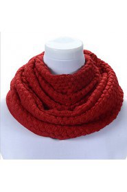 Unisex Two Around Neck Winter Jacket Wool knitted scarf Pure Color Large Scarf