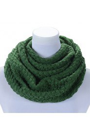 Unisex Two Around Neck Winter Jacket Wool knitted scarf Pure Color Large Scarf