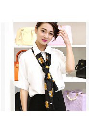 Women Long Paragraph Bear Pattern Pattern Printing Multi-purpose Scarf Fashion Career Decorative Work Casual Silk