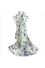 Literary Cotton Long Shawl Large Size Women Butterfly Print Scarves