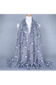 Voile Penguin Animal Pattern Printed Scarves Cotton Oversized Rectangular Shawl