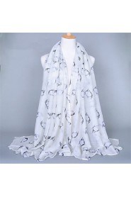 Voile Penguin Animal Pattern Printed Scarves Cotton Oversized Rectangular Shawl