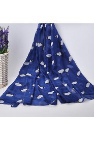 Voile Penguin Animal Pattern Printed Scarves Cotton Oversized Rectangular Shawl