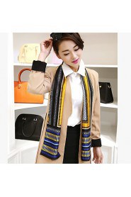 Women Long Paragraph Blue Stripes Pattern Printing Multi-purpose Scarf Fashion Career Decorative Work Casual Silk