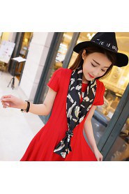 Women Long Paragraph Feather Printing Fashion Career Decorative Work Casual Silk Scarf