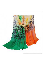 Women Chiffon Scarf Contrast Color Zebra Flower Print Colorful Long Shawl Pashmina