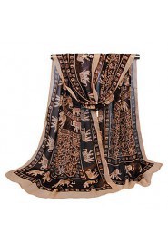 Women Chiffon Scarf Contrast Print Long Thin Shawl Pashmina